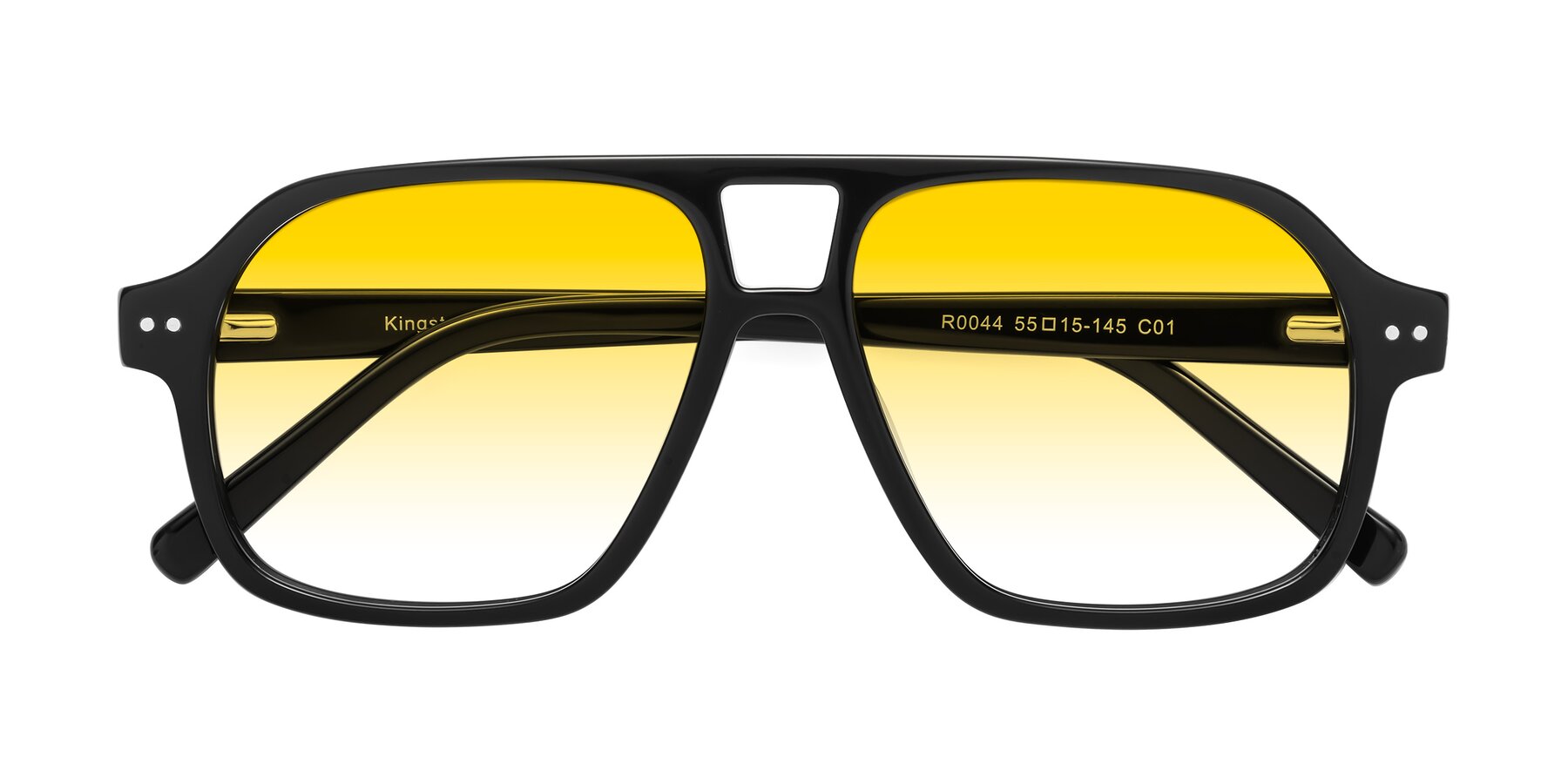 Folded Front of Kingston in Black with Yellow Gradient Lenses