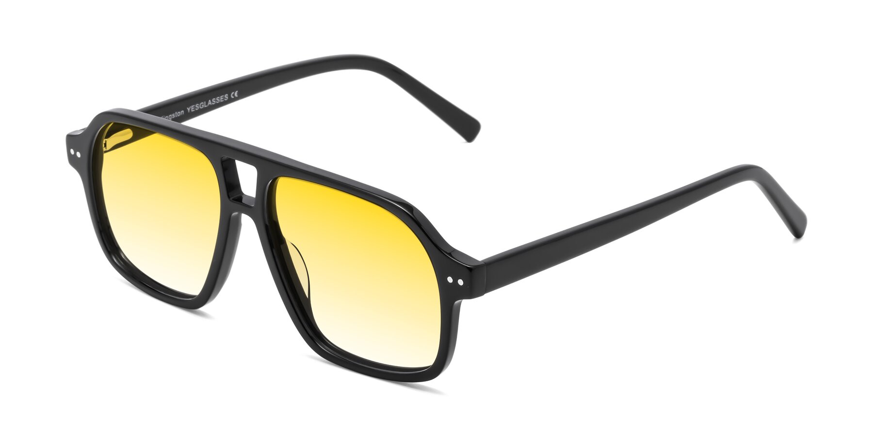 Angle of Kingston in Black with Yellow Gradient Lenses