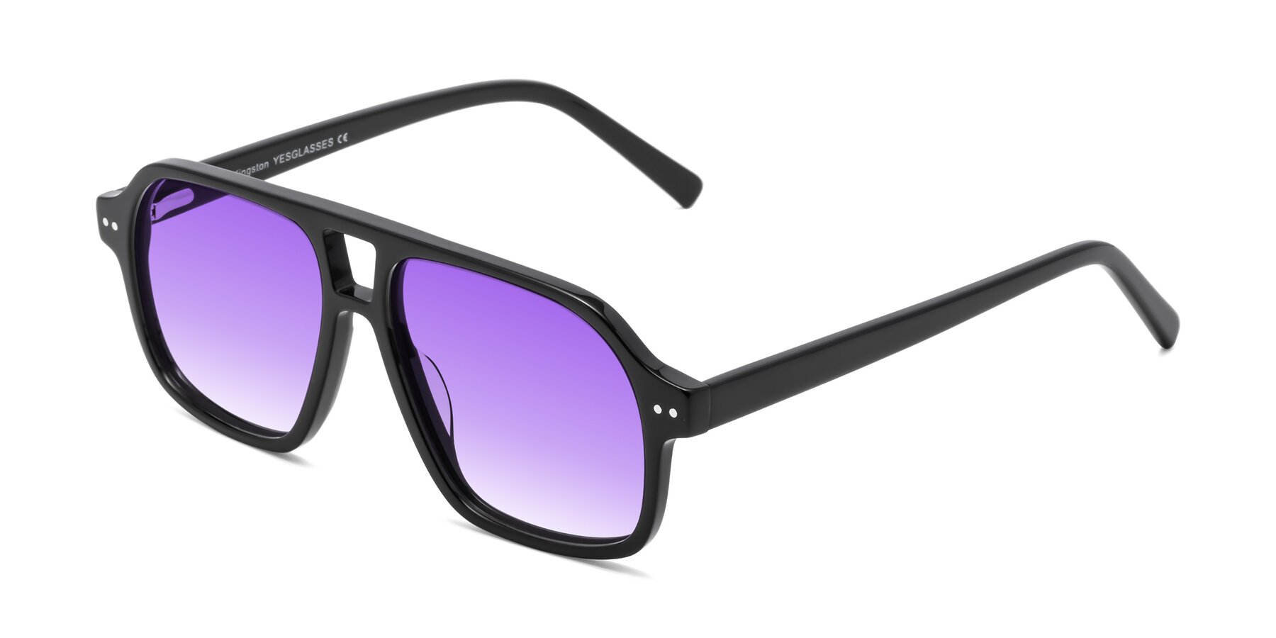 Angle of Kingston in Black with Purple Gradient Lenses