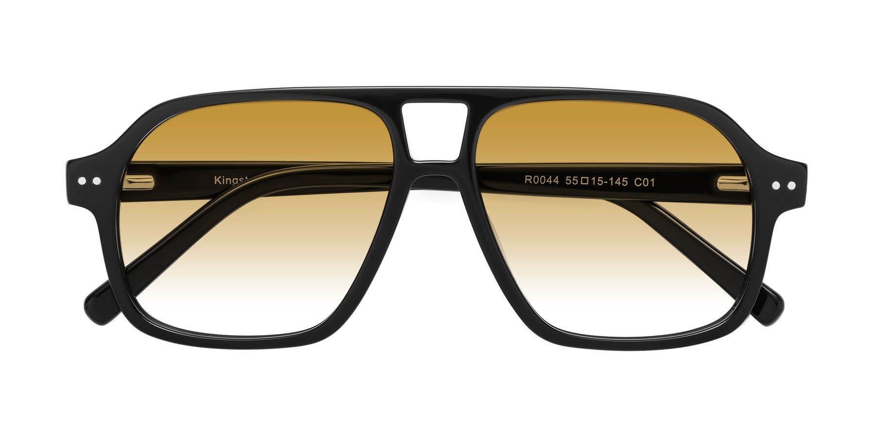 Folded Front of Kingston in Black with Champagne Gradient Lenses