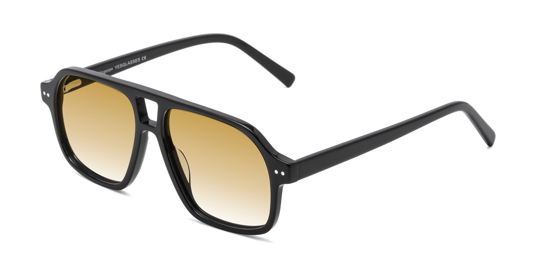 Angle of Kingston in Black with Champagne Gradient Lenses