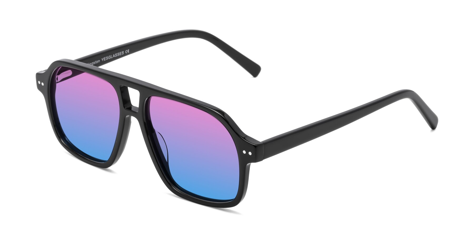 Angle of Kingston in Black with Pink / Blue Gradient Lenses