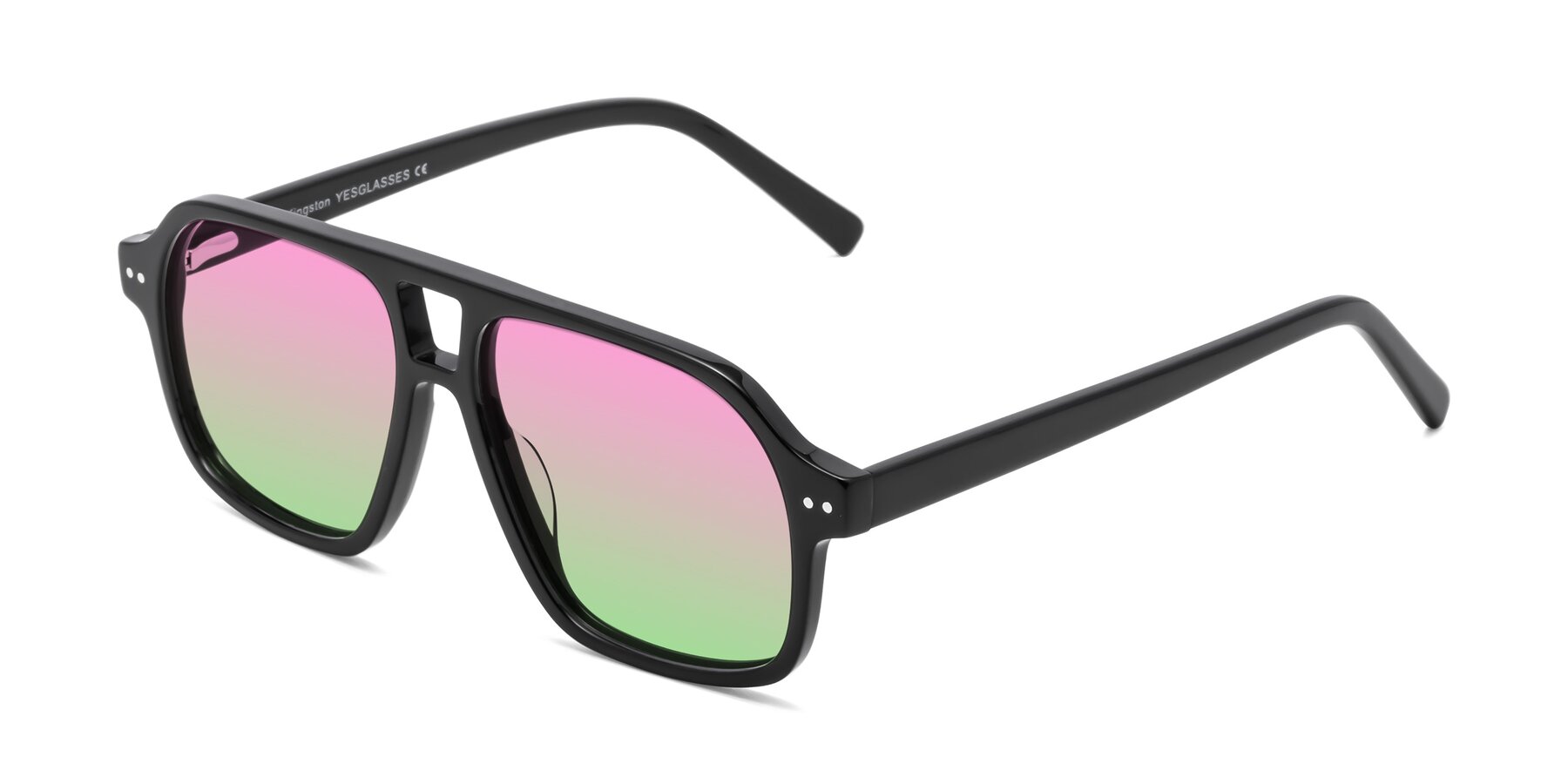 Angle of Kingston in Black with Pink / Green Gradient Lenses