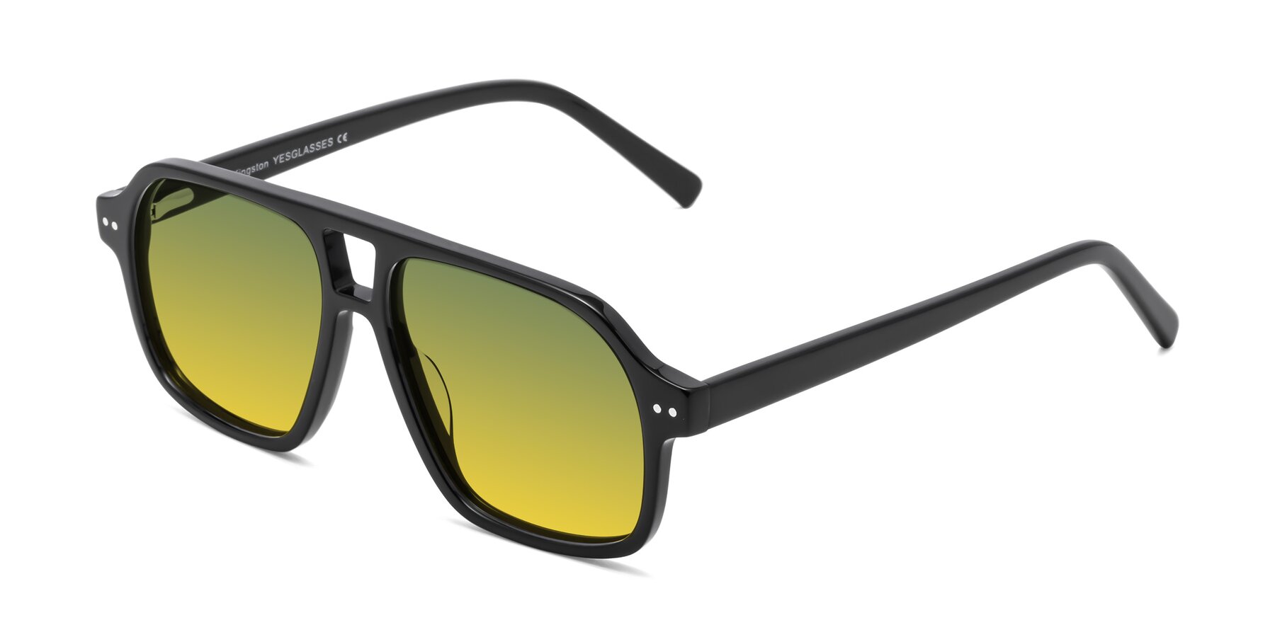 Angle of Kingston in Black with Green / Yellow Gradient Lenses