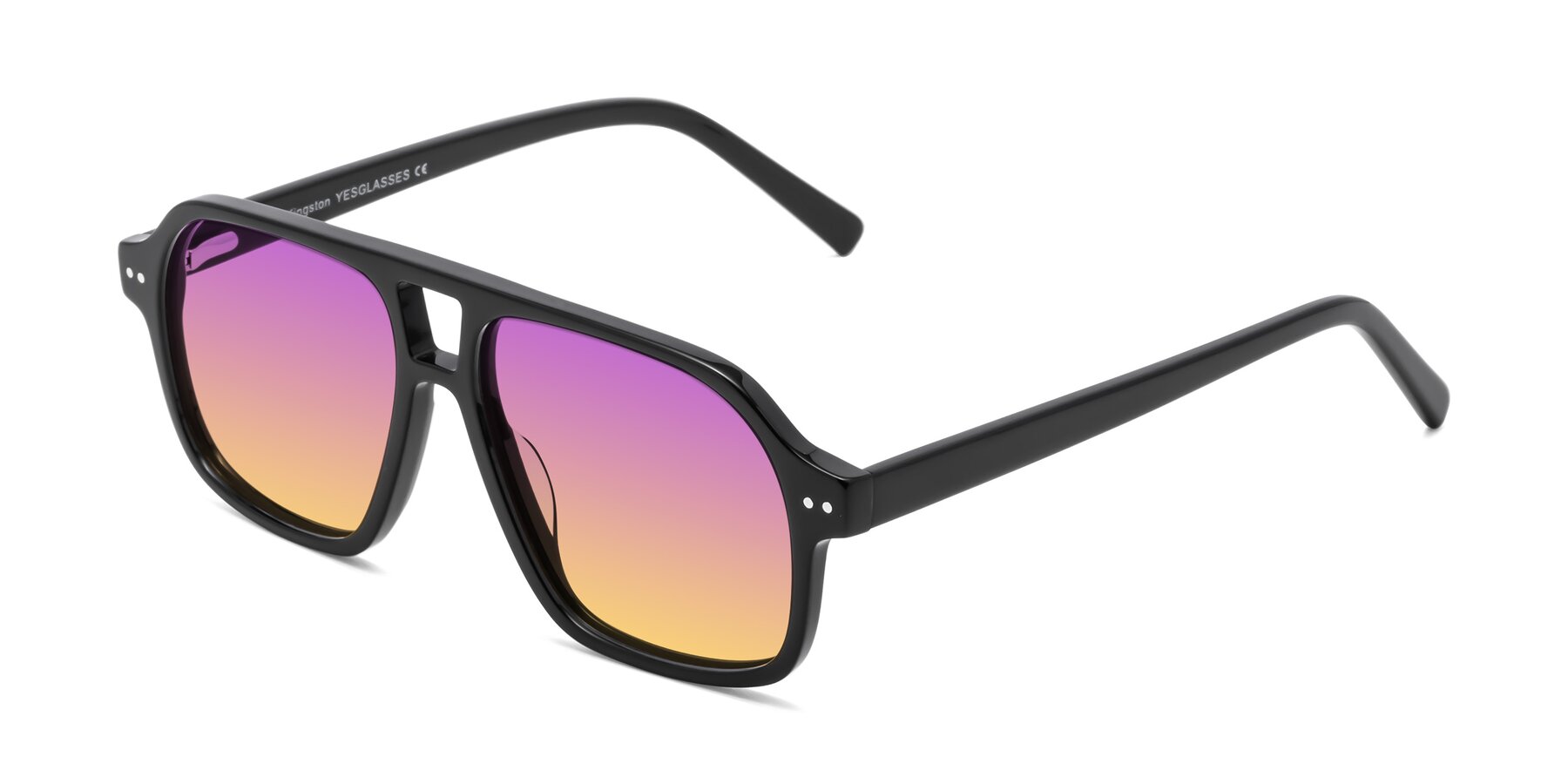 Angle of Kingston in Black with Purple / Yellow Gradient Lenses