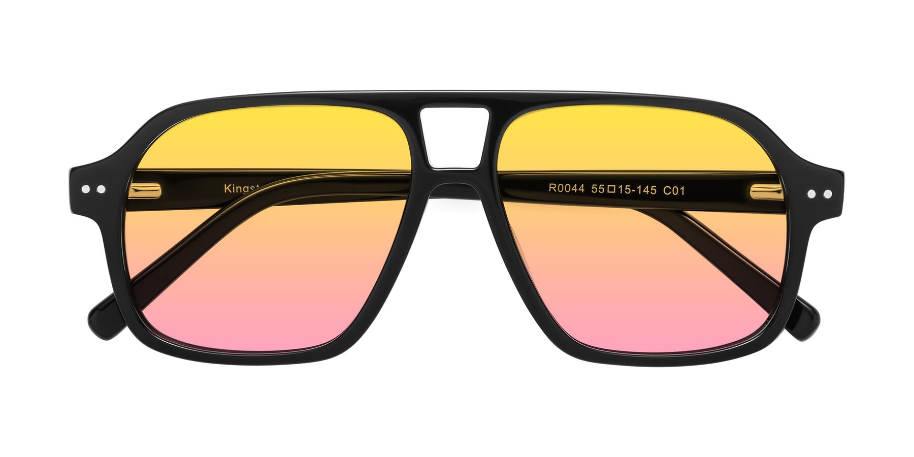 Folded Front of Kingston in Black with Yellow / Pink Gradient Lenses