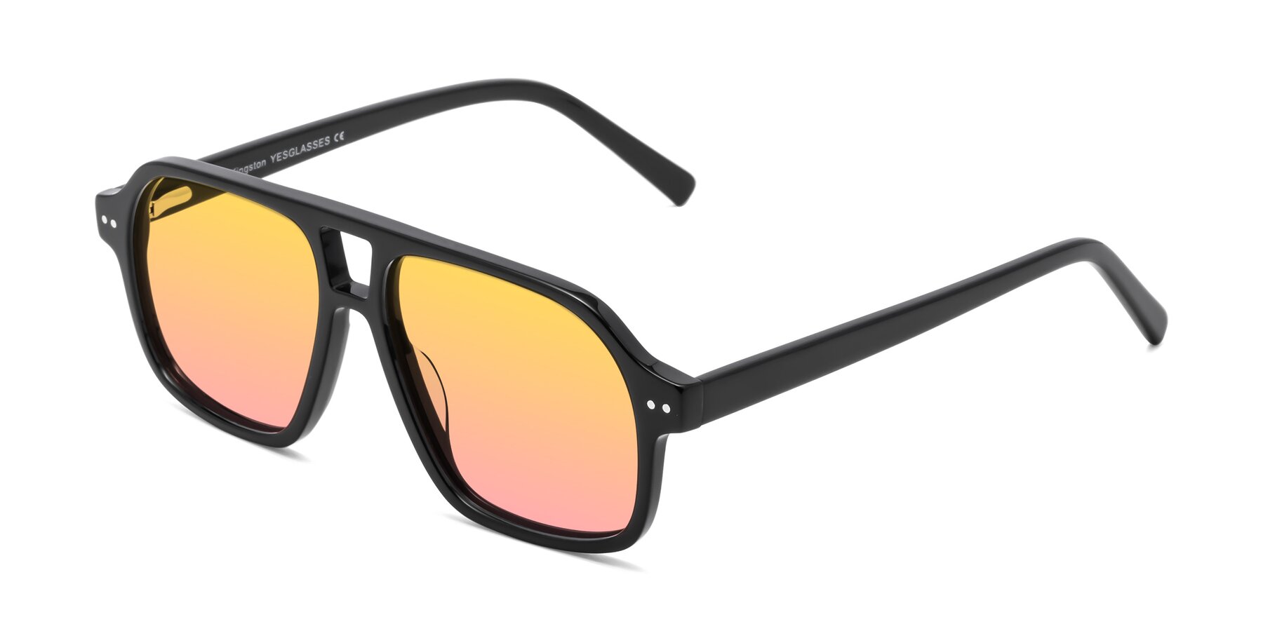Angle of Kingston in Black with Yellow / Pink Gradient Lenses