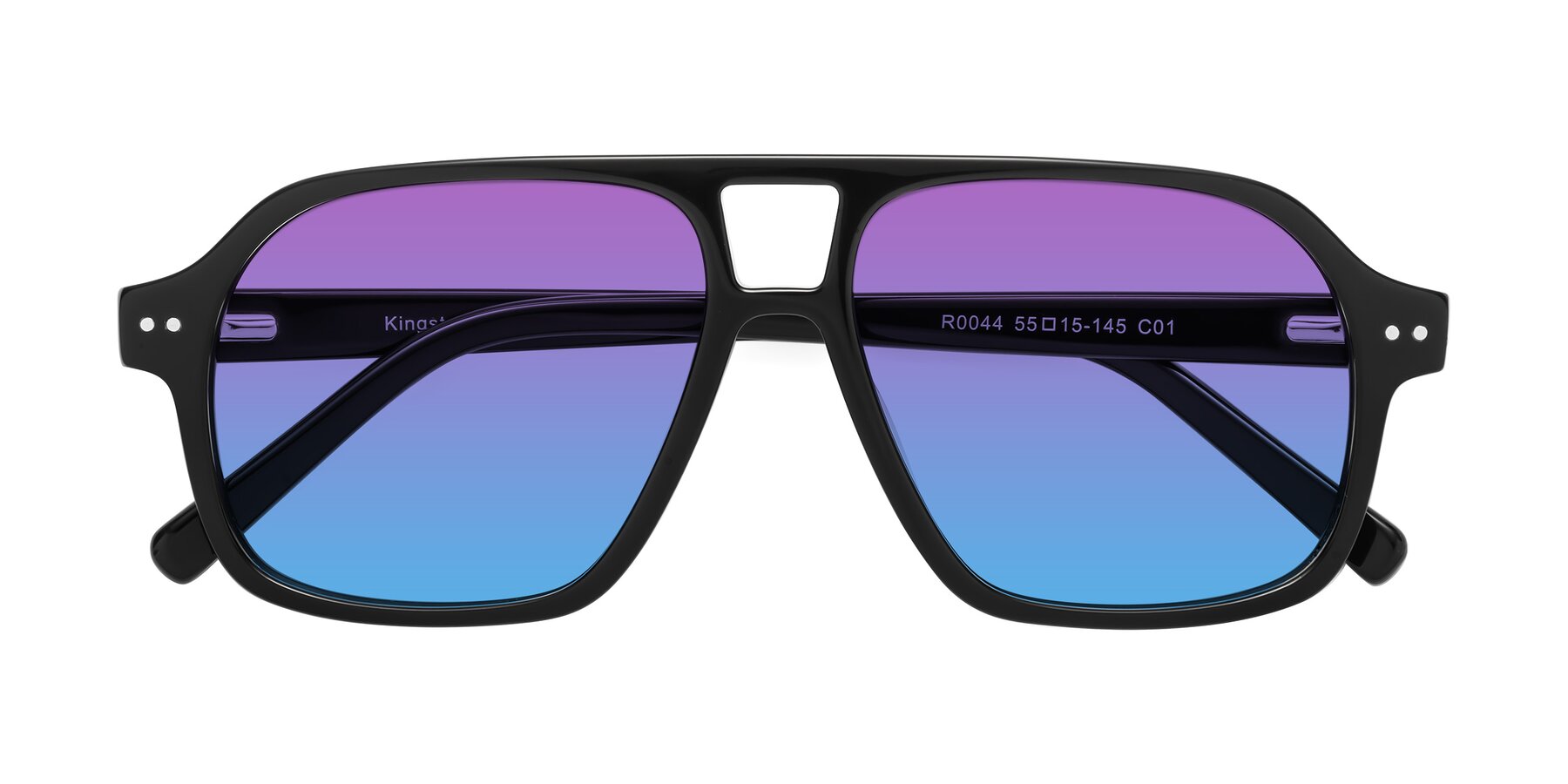 Folded Front of Kingston in Black with Purple / Blue Gradient Lenses