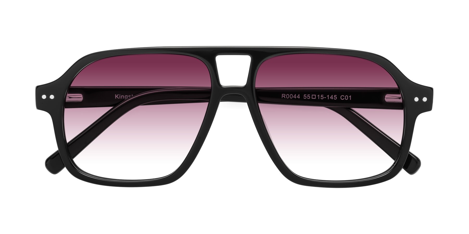 Folded Front of Kingston in Black with Wine Gradient Lenses