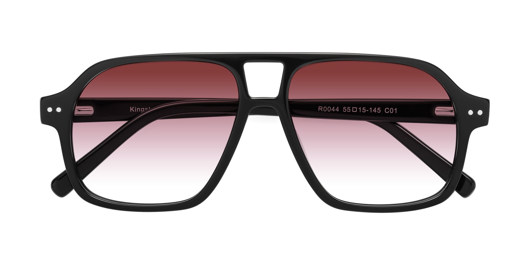 Folded Front of Kingston in Black with Garnet Gradient Lenses