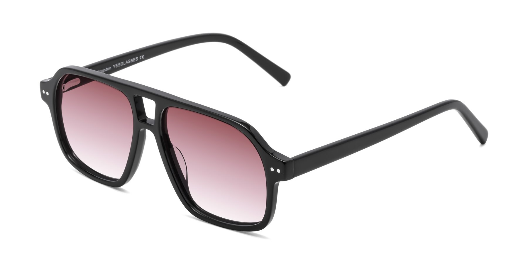 Angle of Kingston in Black with Garnet Gradient Lenses