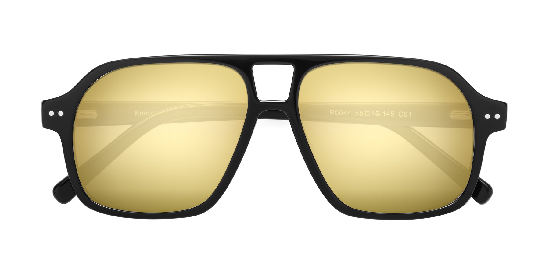 Folded Front of Kingston in Black with Gold Mirrored Lenses