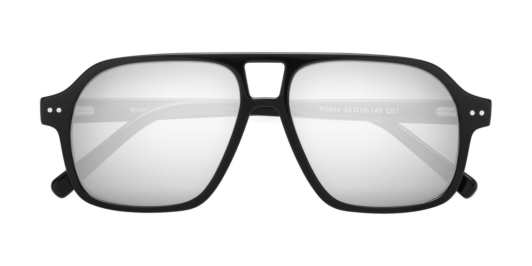Folded Front of Kingston in Black with Silver Mirrored Lenses