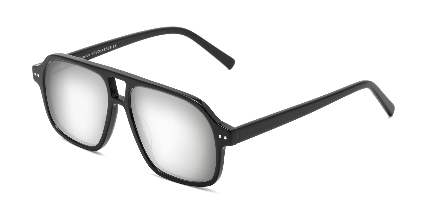 Angle of Kingston in Black with Silver Mirrored Lenses