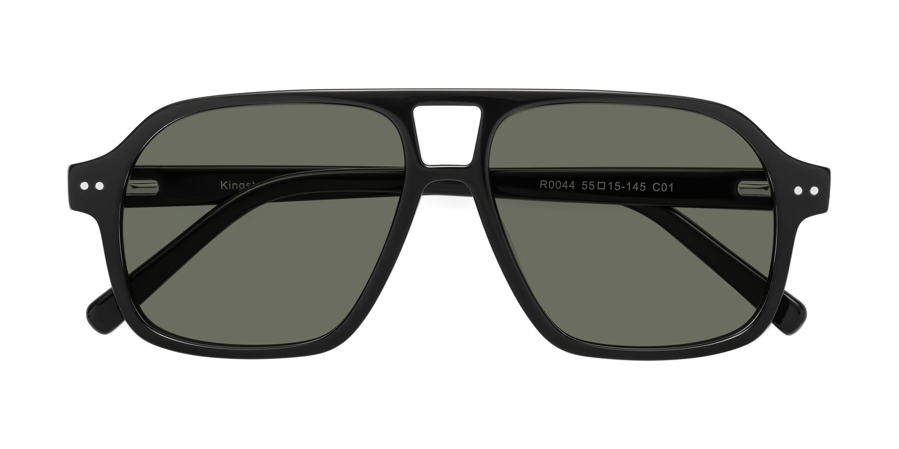 Folded Front of Kingston in Black with Gray Polarized Lenses