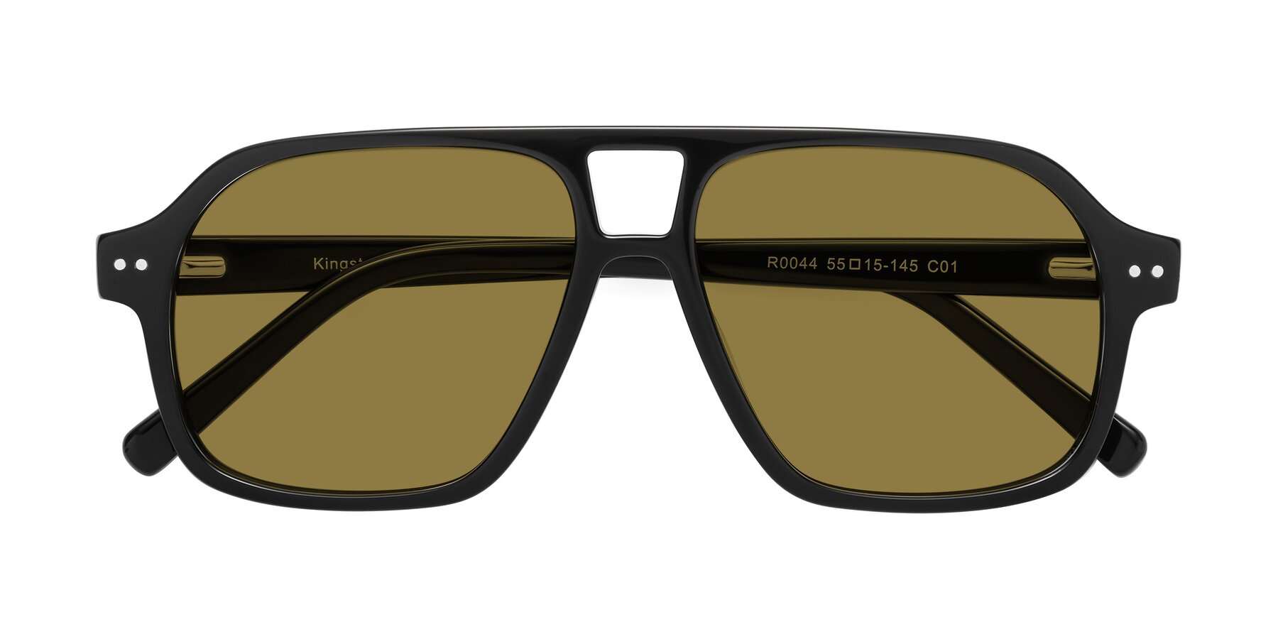 Black Grandpa Oversized Aviator Polarized Sunglasses with Brown Sunwear Lenses - Kingston