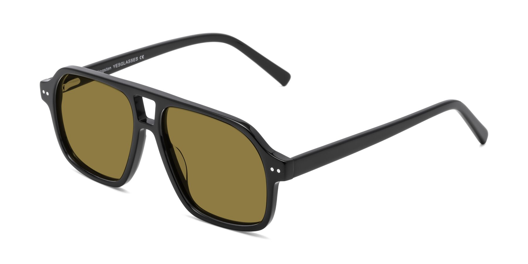 Black Grandpa Oversized Aviator Polarized Sunglasses with Brown Sunwear Lenses - Kingston