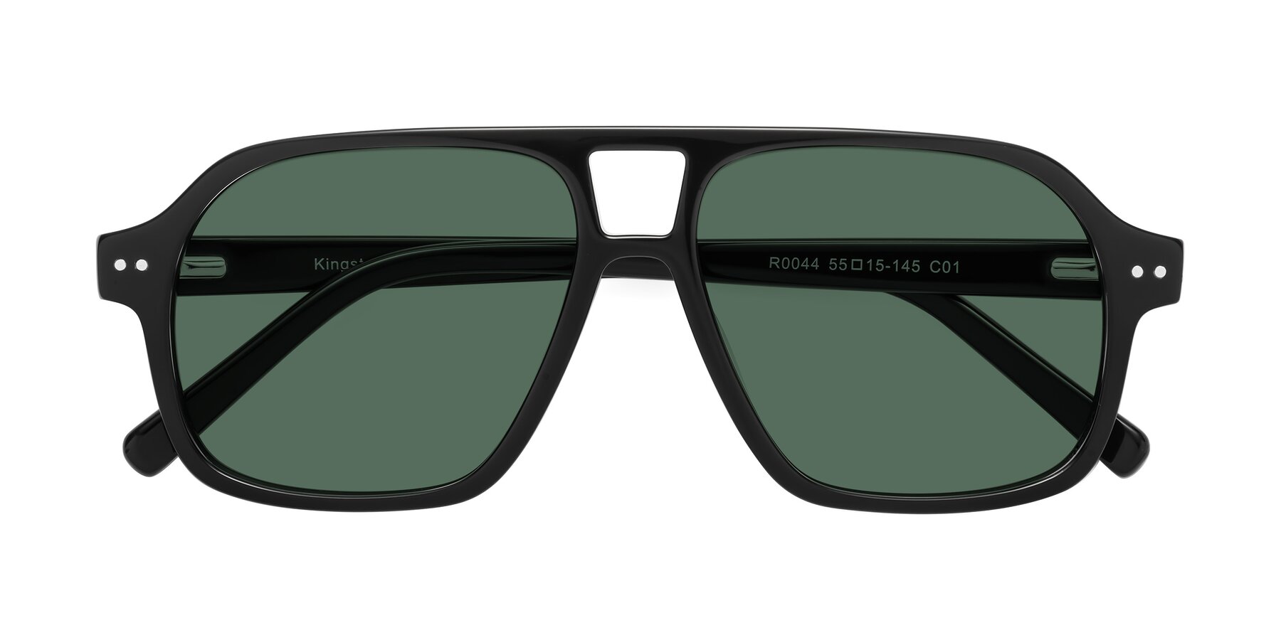 Folded Front of Kingston in Black with Green Polarized Lenses