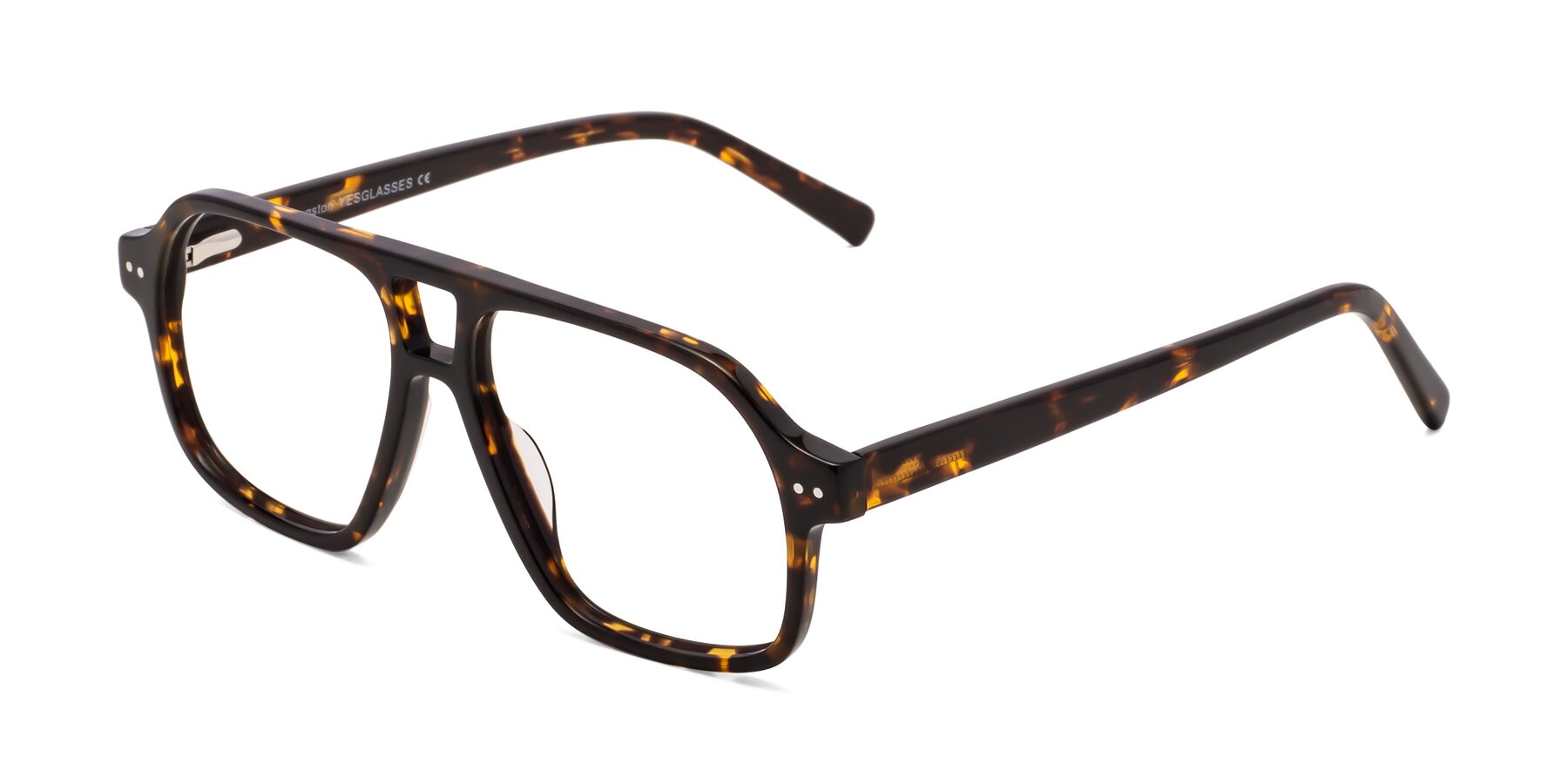 Angle of Kingston in Tortoise with Clear Reading Eyeglass Lenses