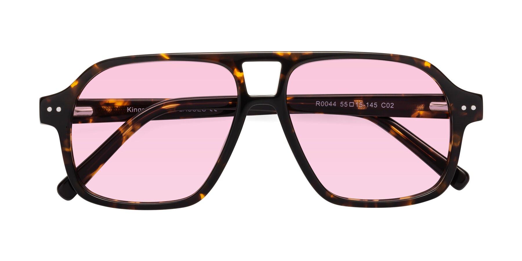 Folded Front of Kingston in Tortoise with Light Pink Tinted Lenses