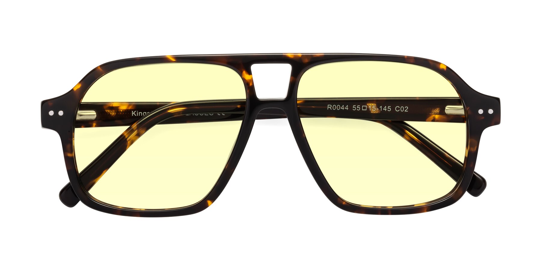 Folded Front of Kingston in Tortoise with Light Yellow Tinted Lenses