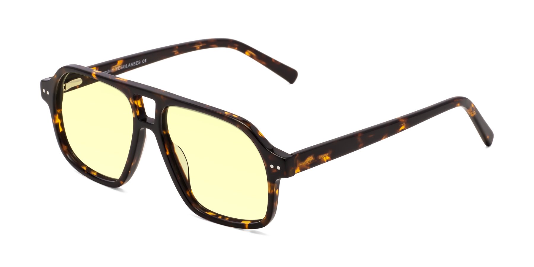 Angle of Kingston in Tortoise with Light Yellow Tinted Lenses