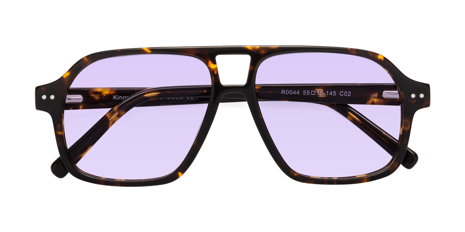 Folded Front of Kingston in Tortoise with Light Purple Tinted Lenses