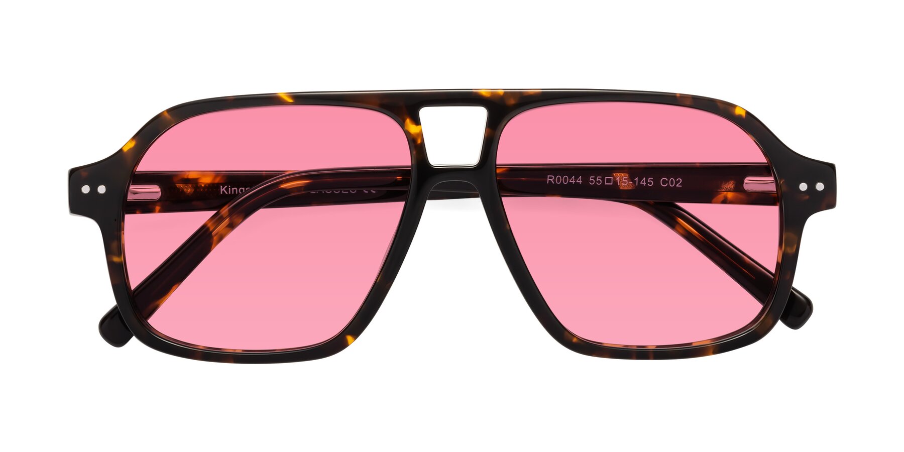 Folded Front of Kingston in Tortoise with Pink Tinted Lenses