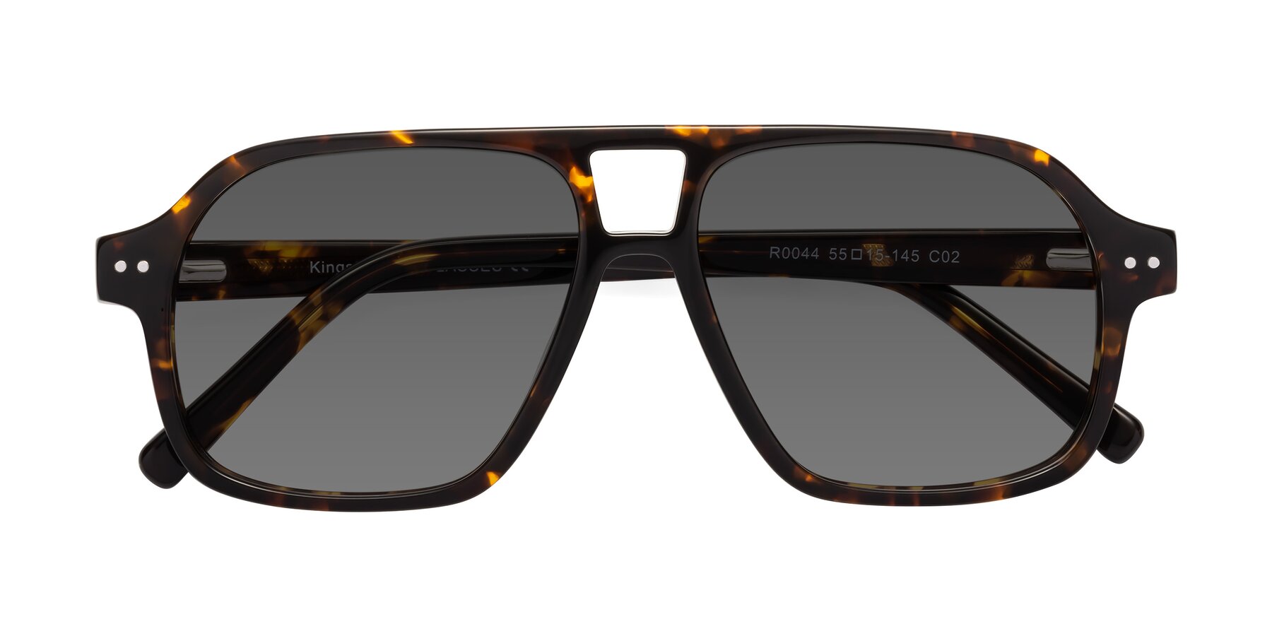 Folded Front of Kingston in Tortoise with Medium Gray Tinted Lenses