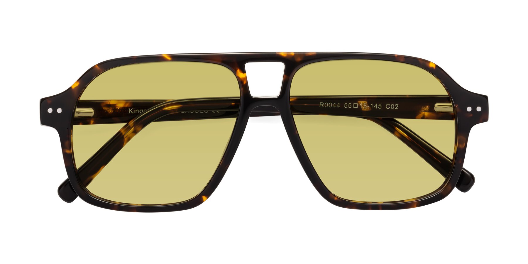 Folded Front of Kingston in Tortoise with Medium Champagne Tinted Lenses