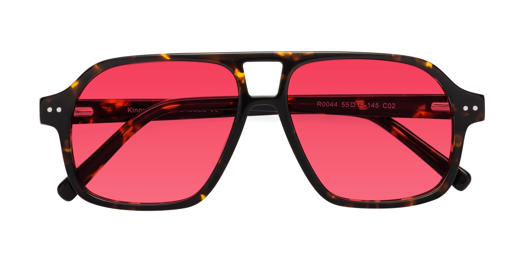 Folded Front of Kingston in Tortoise with Red Tinted Lenses