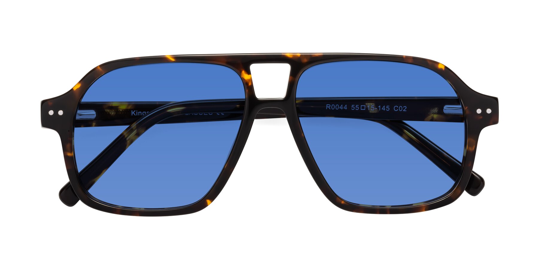 Folded Front of Kingston in Tortoise with Blue Tinted Lenses