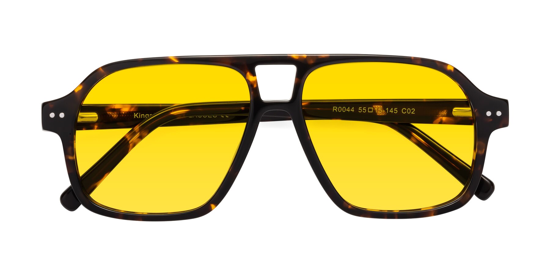 Folded Front of Kingston in Tortoise with Yellow Tinted Lenses