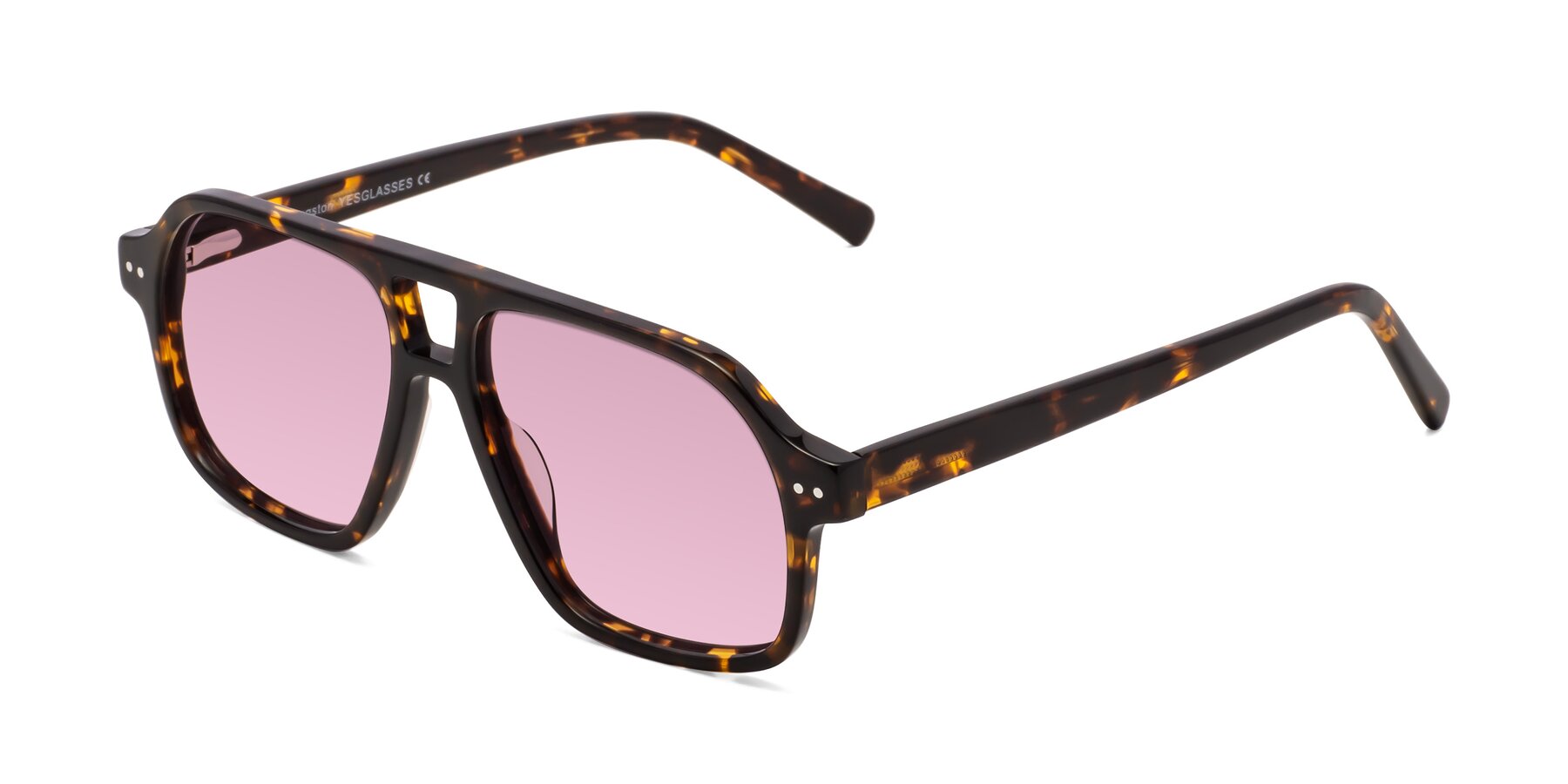 Angle of Kingston in Tortoise with Light Wine Tinted Lenses