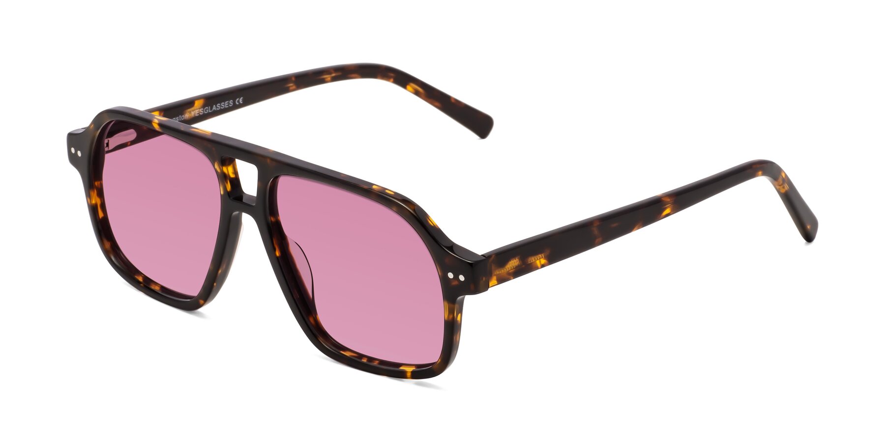 Angle of Kingston in Tortoise with Medium Wine Tinted Lenses