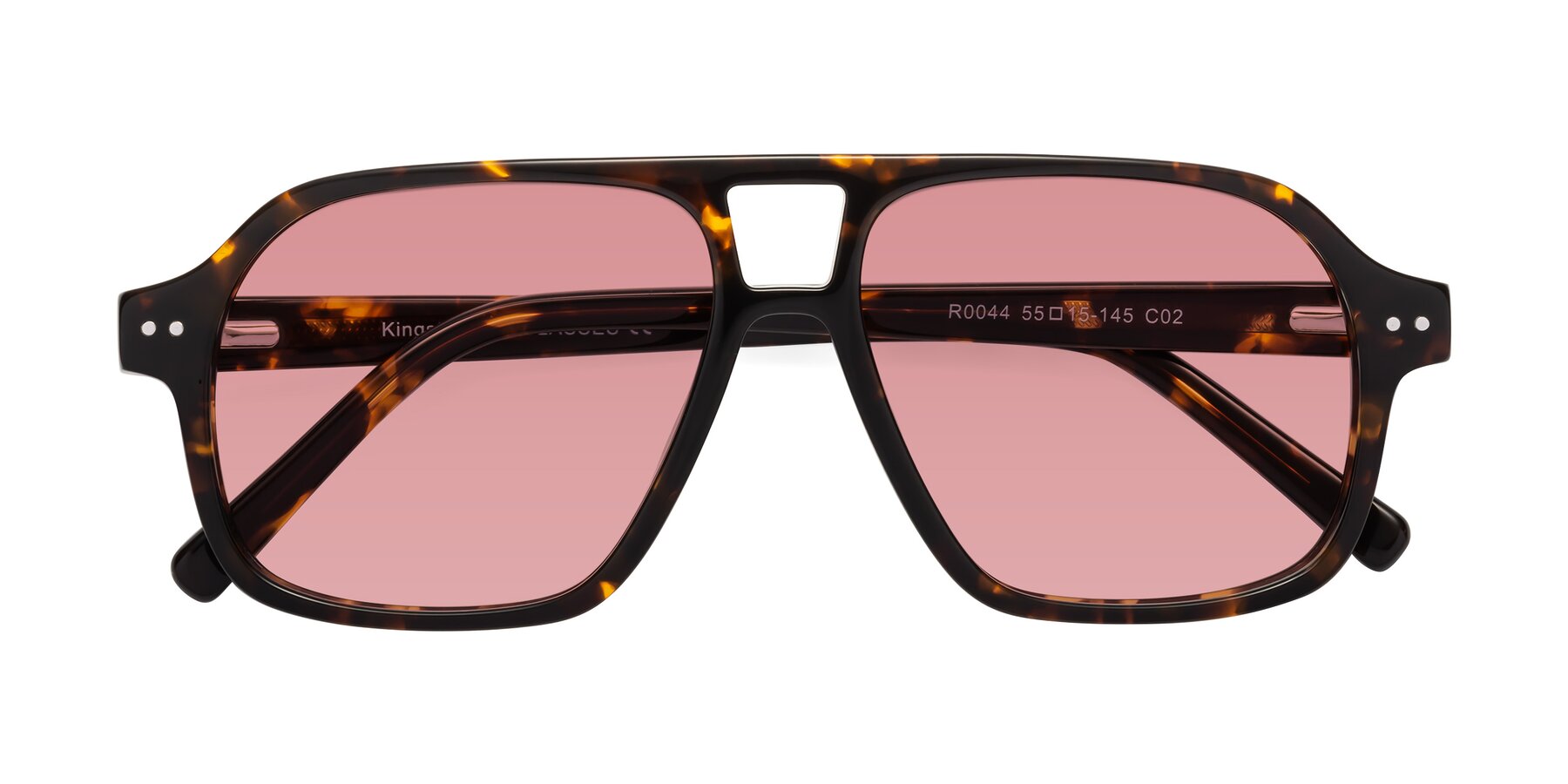 Folded Front of Kingston in Tortoise with Medium Garnet Tinted Lenses