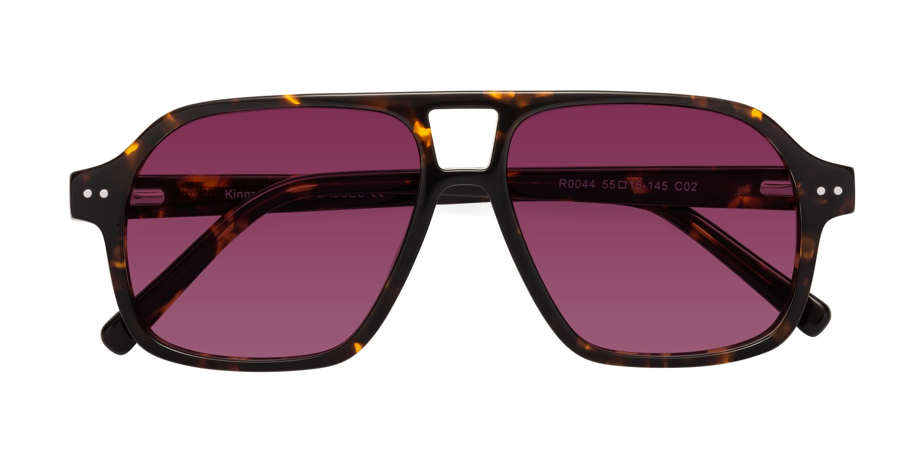 Folded Front of Kingston in Tortoise with Wine Tinted Lenses