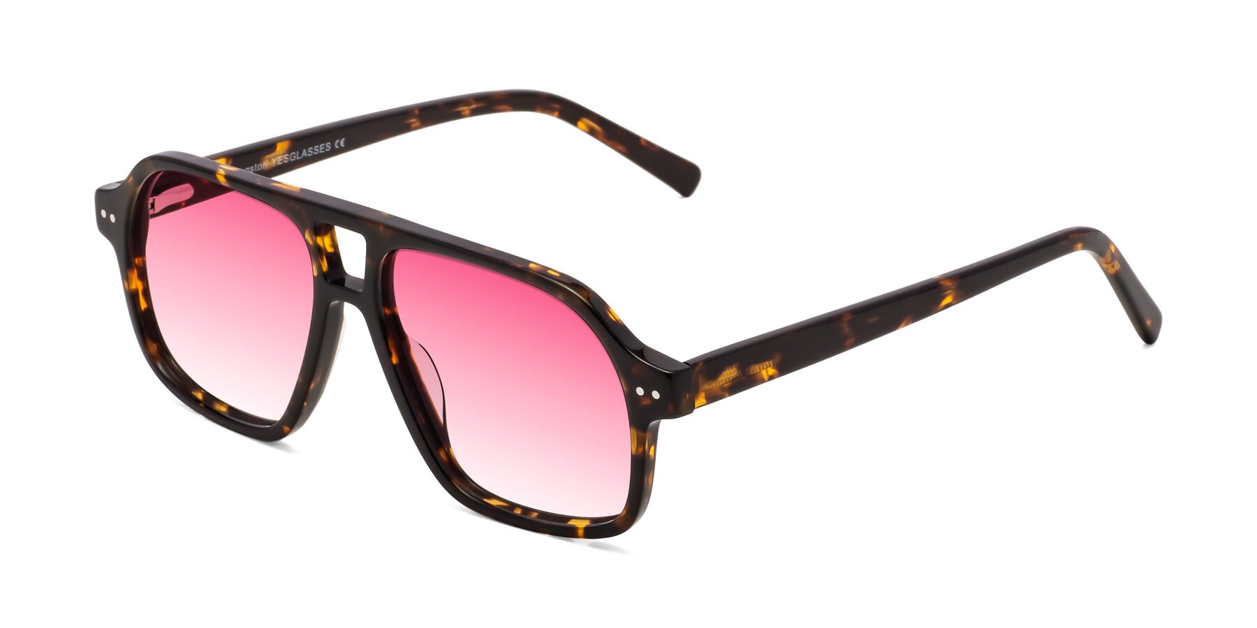 Angle of Kingston in Tortoise with Pink Gradient Lenses