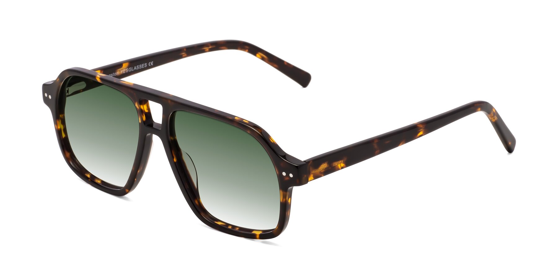 Angle of Kingston in Tortoise with Green Gradient Lenses