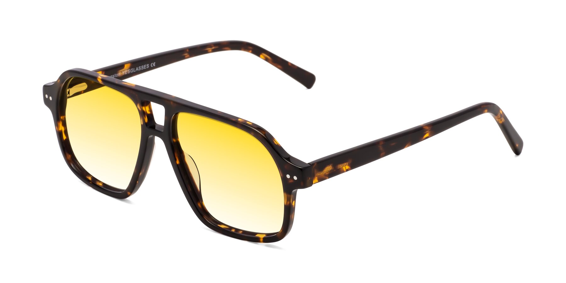 Angle of Kingston in Tortoise with Yellow Gradient Lenses