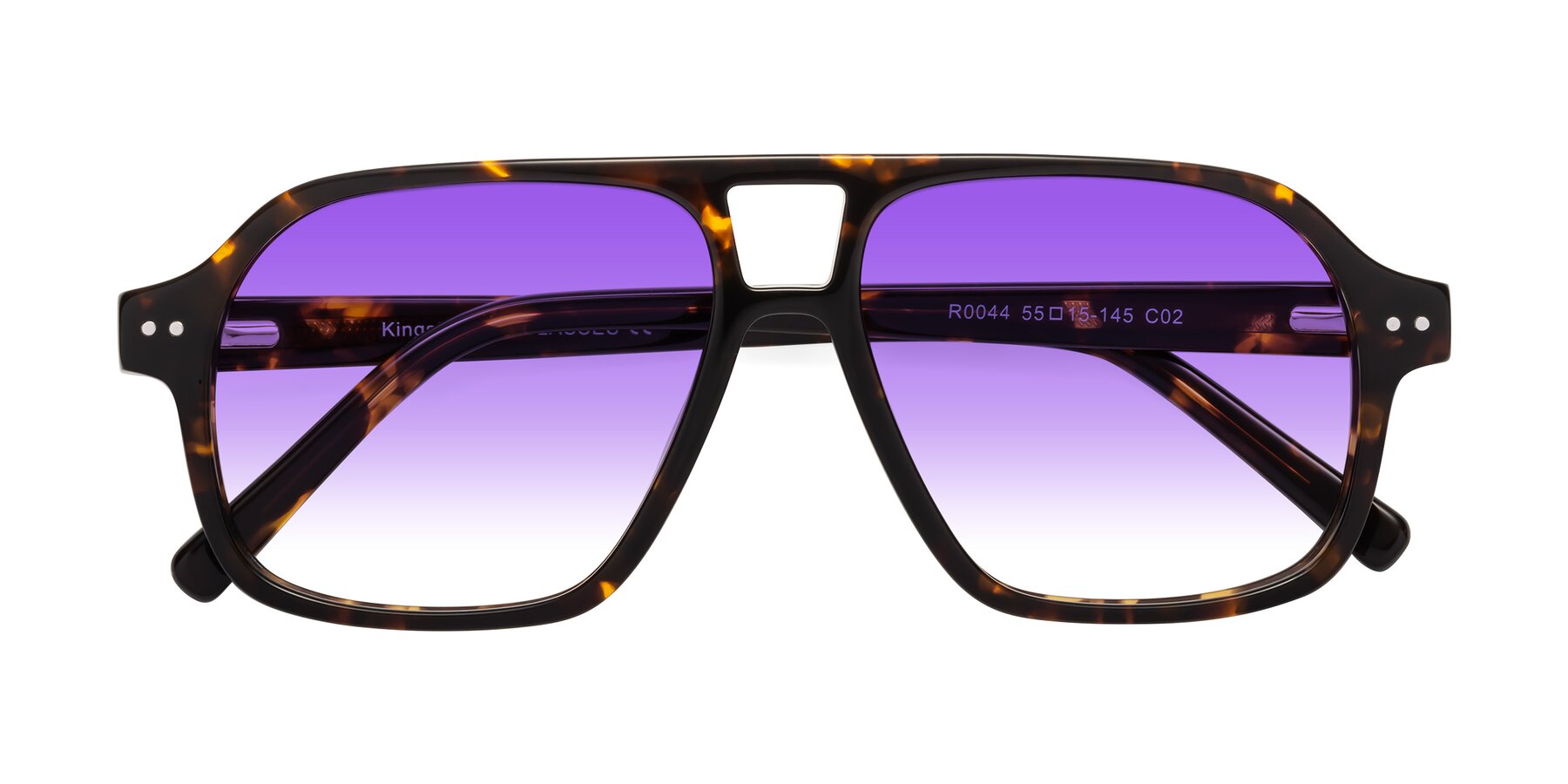 Folded Front of Kingston in Tortoise with Purple Gradient Lenses