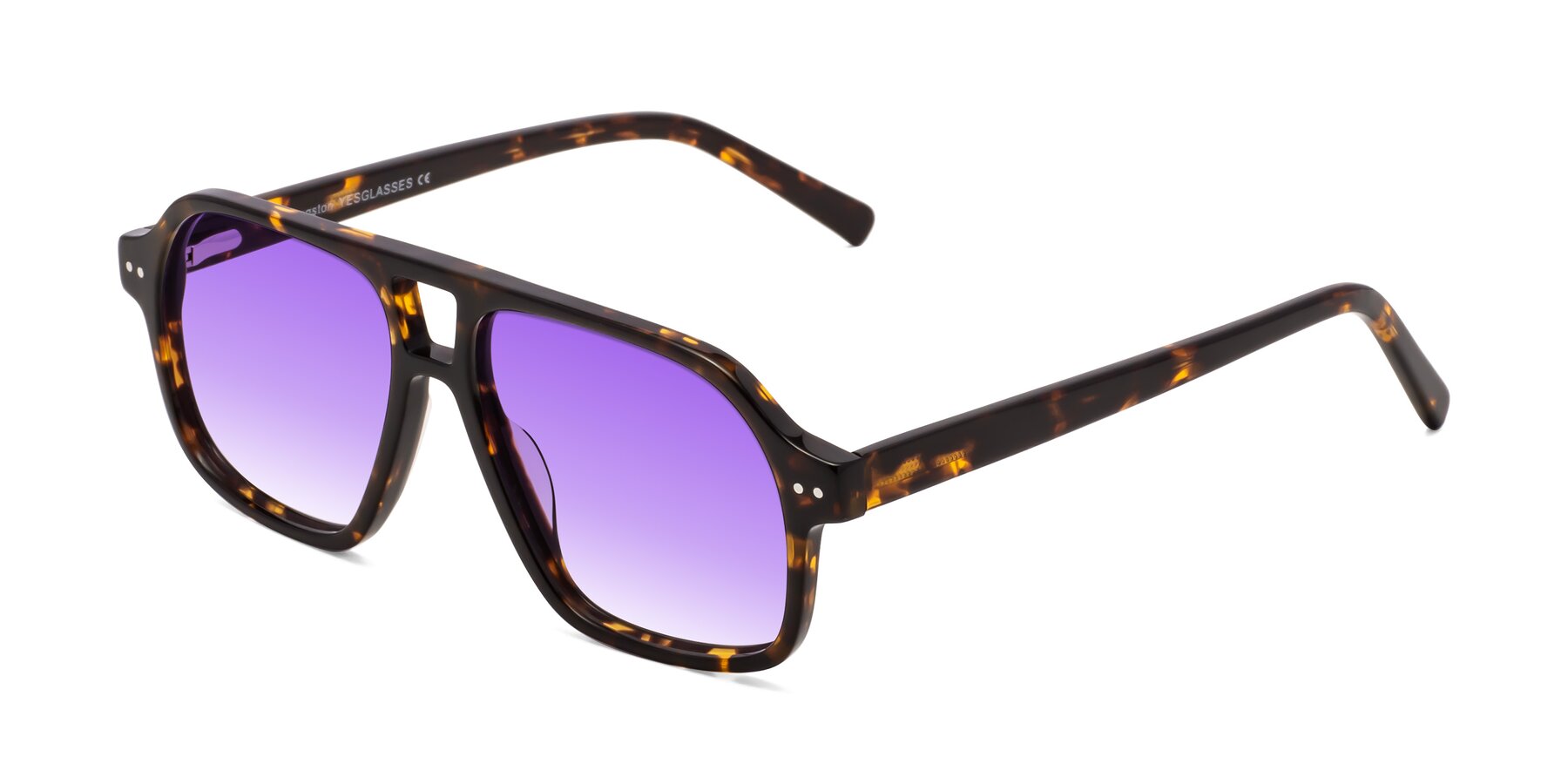 Angle of Kingston in Tortoise with Purple Gradient Lenses
