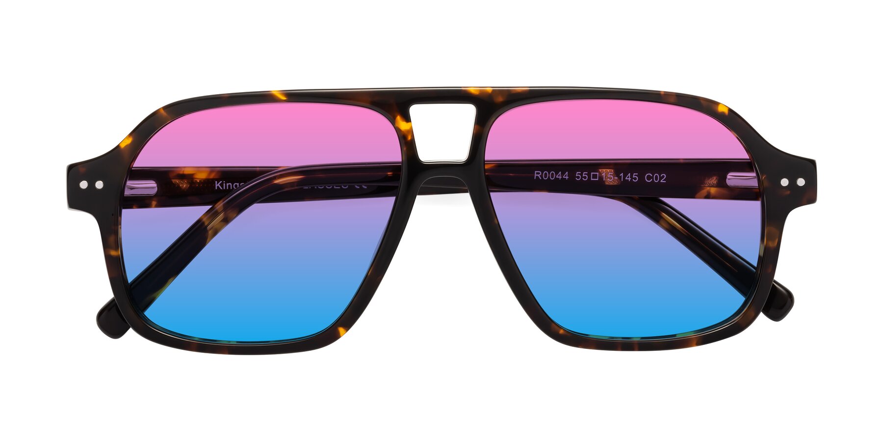 Folded Front of Kingston in Tortoise with Pink / Blue Gradient Lenses