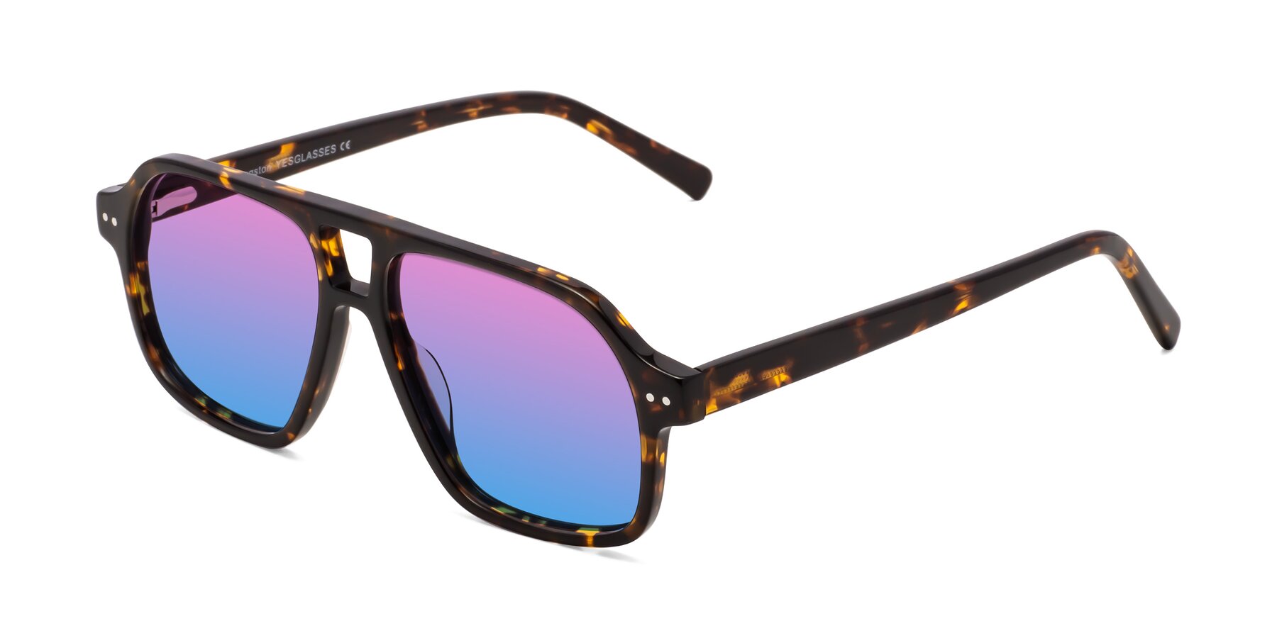 Angle of Kingston in Tortoise with Pink / Blue Gradient Lenses