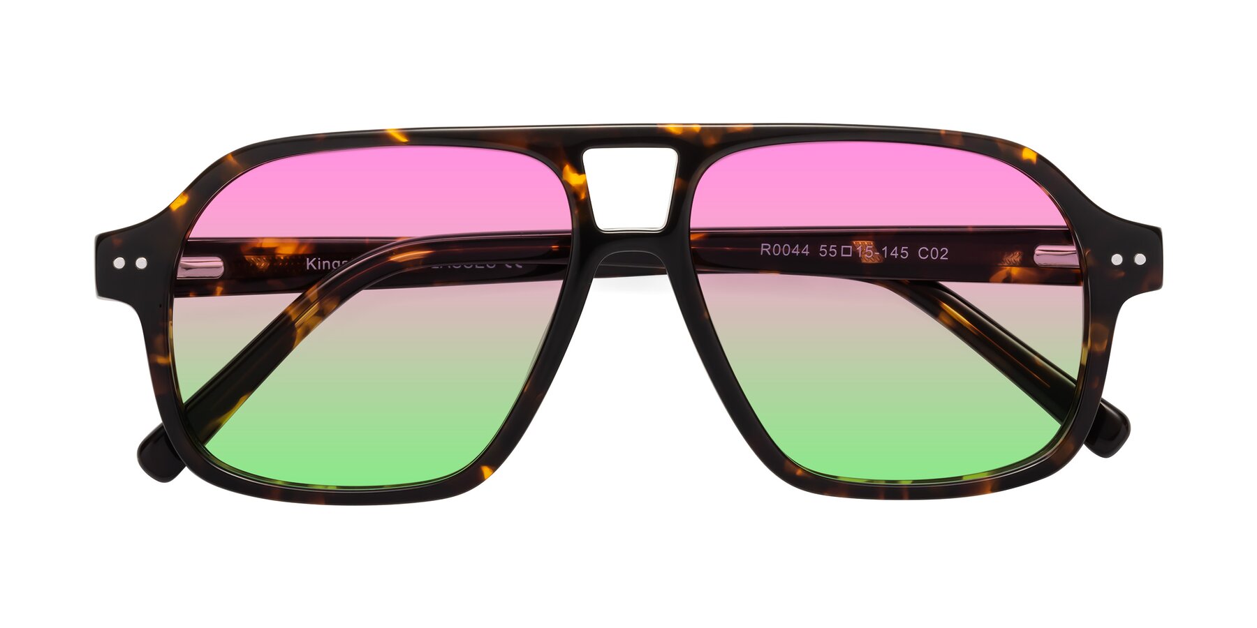 Folded Front of Kingston in Tortoise with Pink / Green Gradient Lenses