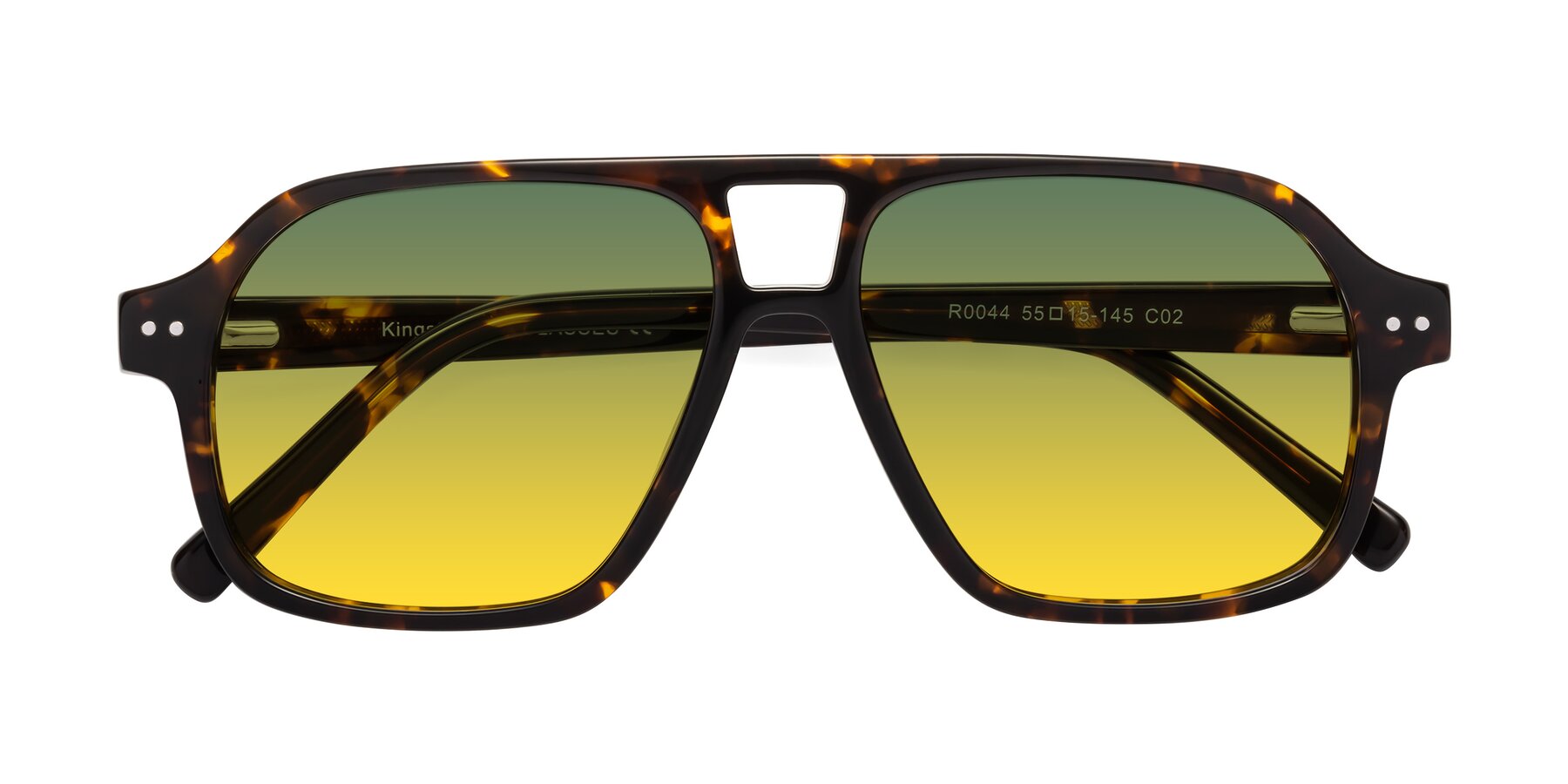 Folded Front of Kingston in Tortoise with Green / Yellow Gradient Lenses