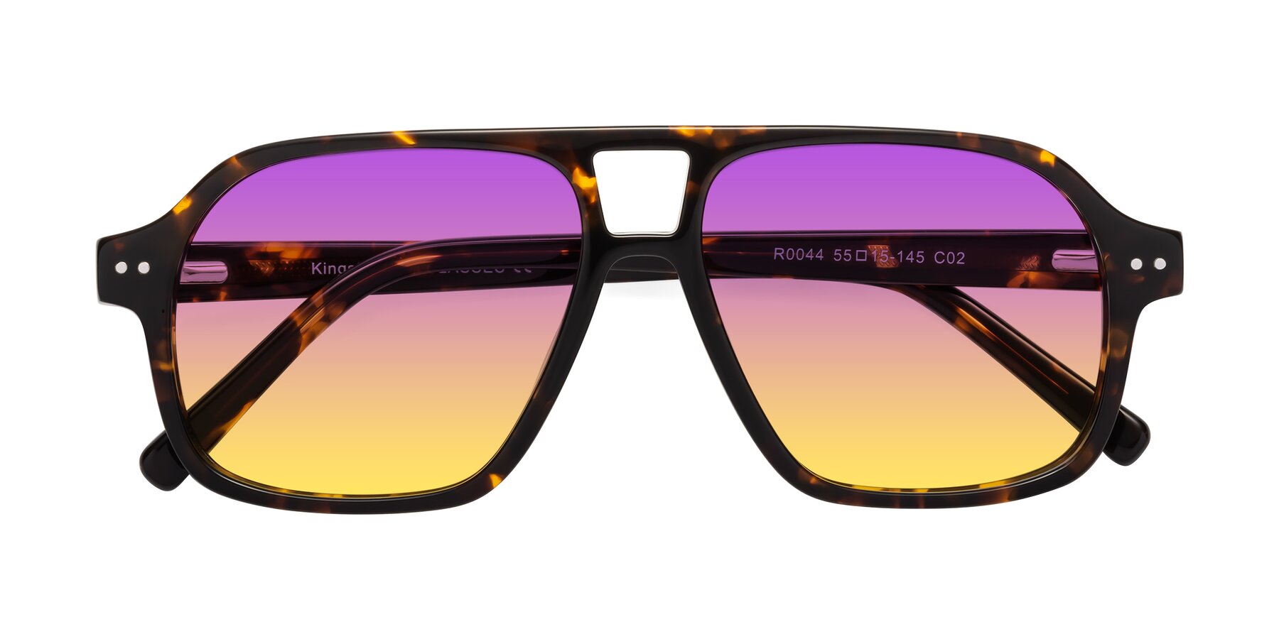 Folded Front of Kingston in Tortoise with Purple / Yellow Gradient Lenses