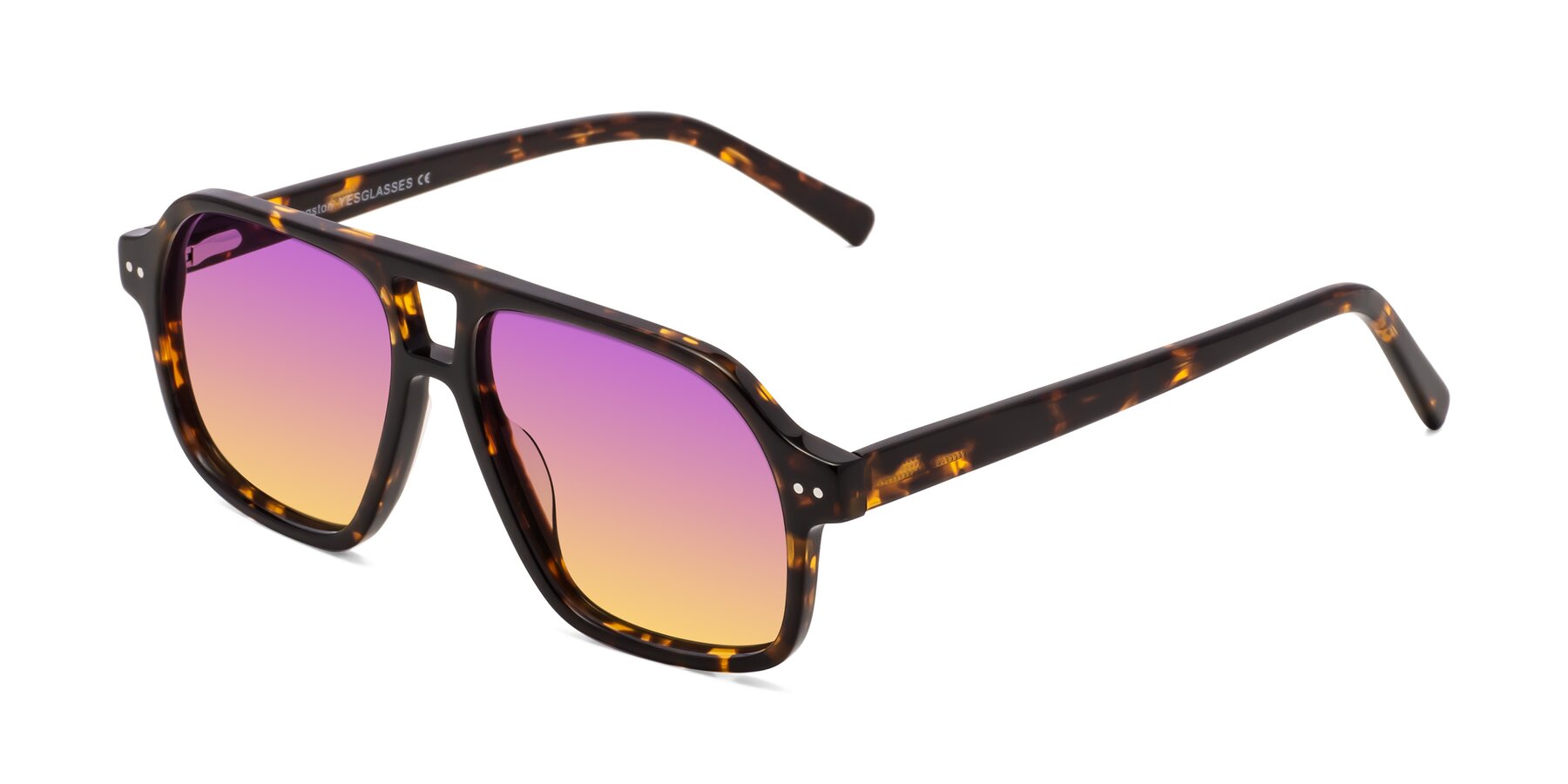 Angle of Kingston in Tortoise with Purple / Yellow Gradient Lenses