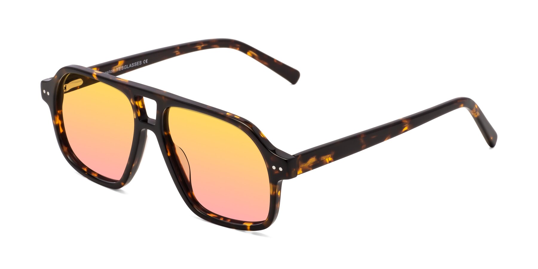 Angle of Kingston in Tortoise with Yellow / Pink Gradient Lenses