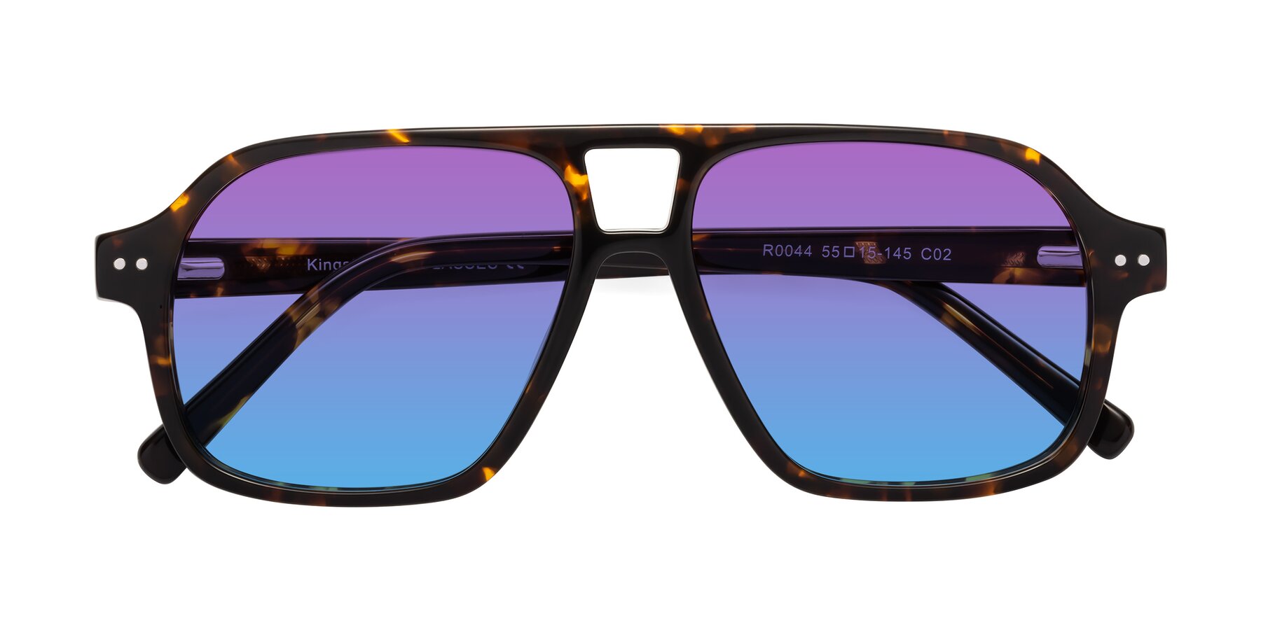 Folded Front of Kingston in Tortoise with Purple / Blue Gradient Lenses